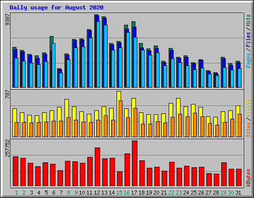 Daily usage for August 2020