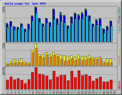 Daily usage for June 2021