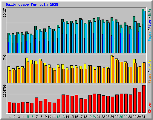 Daily usage for July 2025