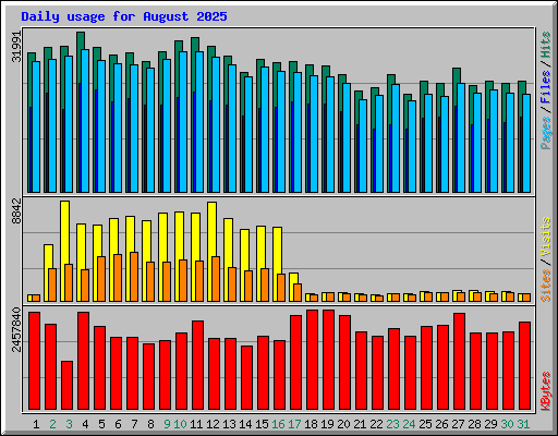 Daily usage for August 2025